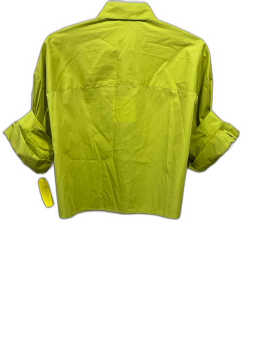 TWP Size XS/S Lime Green Cotton Button Front Cropped Long Cuff Sleeve Top Lime Green / XS/S