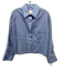TWP Size M/L Blue Cotton Button Front Cropped Long Cuff Sleeve Patch Pocket Top Blue / M/L