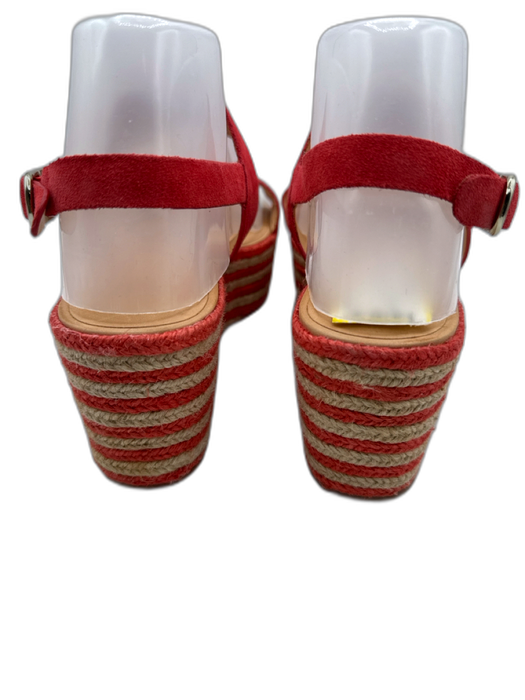 Joie Shoe Size 38.5 Red Leather open toe Suede Ankle Buckle Platform Sandals Red / 38.5