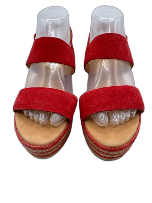 Joie Shoe Size 38.5 Red Leather open toe Suede Ankle Buckle Platform Sandals Red / 38.5
