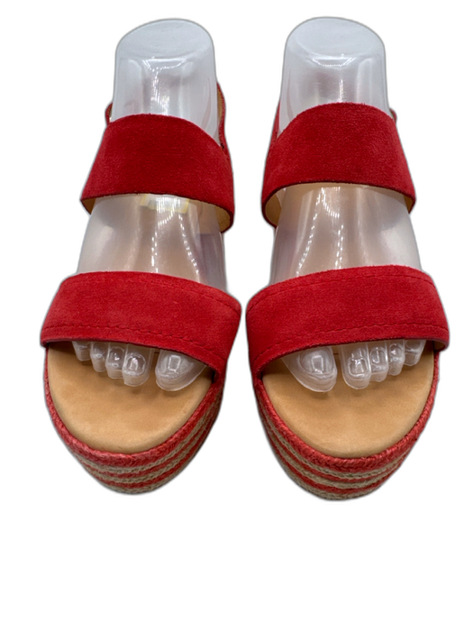 Joie Shoe Size 38.5 Red Leather open toe Suede Ankle Buckle Platform Sandals Red / 38.5