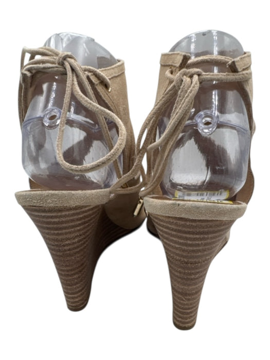 Aquazzura Shoe Size 38 Tan Suede open toe lace up Wedge Sandals Tan / 38