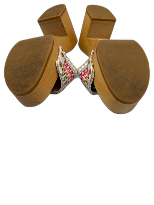 Veronica Beard Shoe Size 8 Beige & Multi textile upper Woven Slide Mule Clogs Beige & Multi / 8