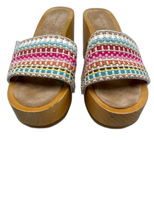 Veronica Beard Shoe Size 8 Beige & Multi textile upper Woven Slide Mule Clogs Beige & Multi / 8