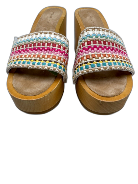 Veronica Beard Shoe Size 8 Beige & Multi textile upper Woven Slide Mule Clogs Beige & Multi / 8