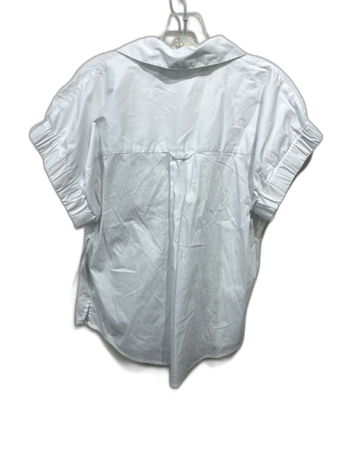 Veronica Beard Size 8 White & Black Cotton Blend Cap Sleeve Button Up Shirt Top White & Black / 8