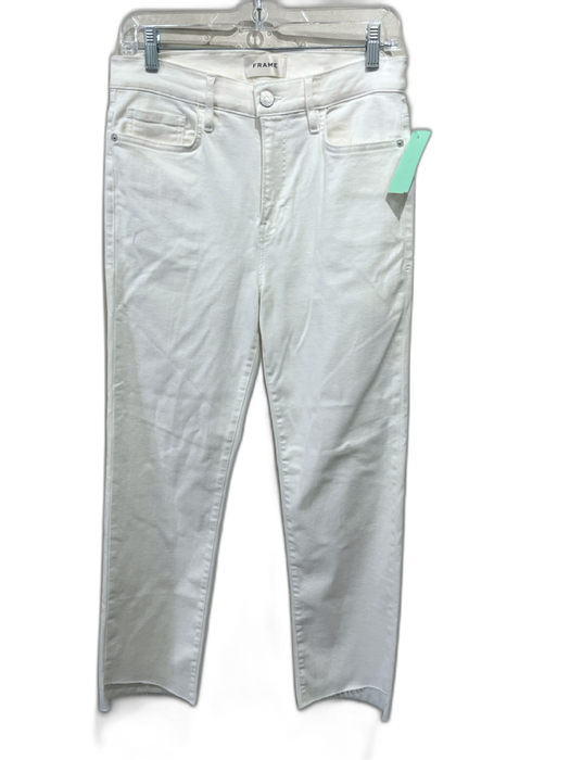 Frame Size 28 White Missing Fabric Tag Denim High Waist Button & Zip Fly Jeans White / 28