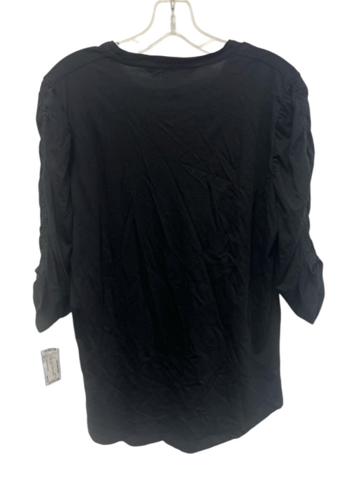 Veronica Beard Jeans Size L Black Cotton 3/4 Sleeve Gathered Detail Top Black / L