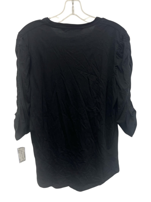 Veronica Beard Jeans Size L Black Cotton 3/4 Sleeve Gathered Detail Top Black / L