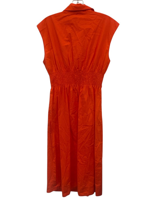 Ramy Brook Size L Orange Cotton Sleeveless Button Up Collar Midi Dress Orange / L