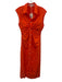 Ramy Brook Size L Orange Cotton Sleeveless Button Up Collar Midi Dress Orange / L