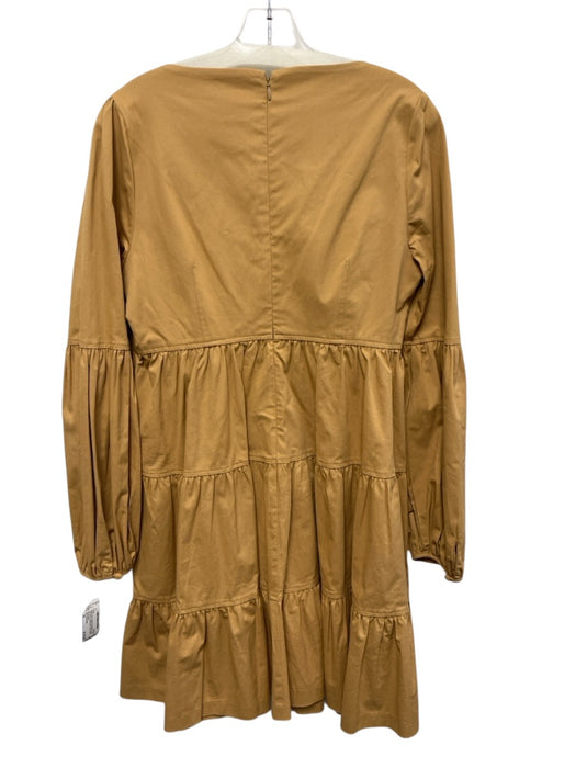 5a7 Cinq a Sept Size 10 Beige Brown Cotton & Elastane Long puff sleeve Dress Beige Brown / 10