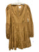 5a7 Cinq a Sept Size 10 Beige Brown Cotton & Elastane Long puff sleeve Dress Beige Brown / 10
