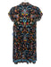 Alice + Olivia Size 10 Black, red, & blue Viscose Cap Sleeve Floral Print Dress Black, red, & blue / 10