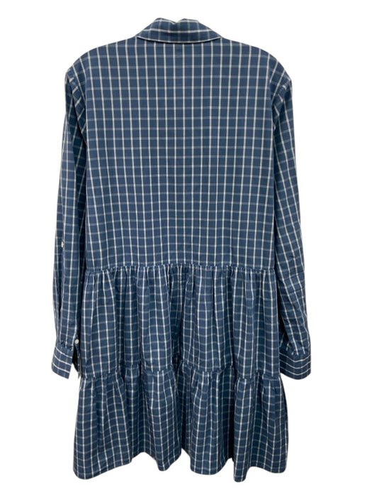 Veronica Beard Jeans Size L Blue & White Cotton Long Sleeve Mini Shirt Dress Blue & White / L