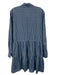 Veronica Beard Jeans Size L Blue & White Cotton Long Sleeve Mini Shirt Dress Blue & White / L