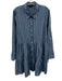 Veronica Beard Jeans Size L Blue & White Cotton Long Sleeve Mini Shirt Dress Blue & White / L