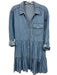 Veronica Beard Size 8 Light Wash Cotton & Lyocell Long Sleeve Snap Up Mini Dress Light Wash / 8