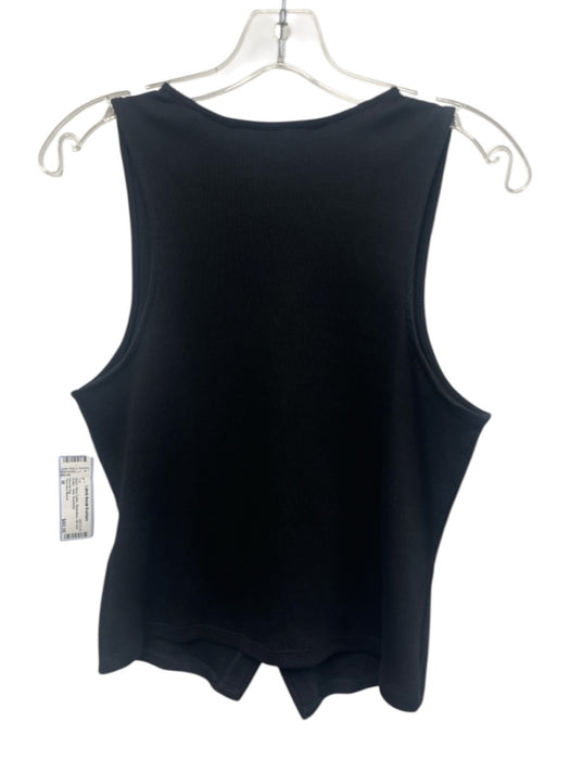 Veronica Beard Size M Black Pima Cotton Sleeveless Rib Knit Button Tank Top Black / M