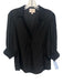 5a7 Cinq a Sept Size M Black Silk Puff 1/2 Sleeve Split V neckline Collar Top Black / M