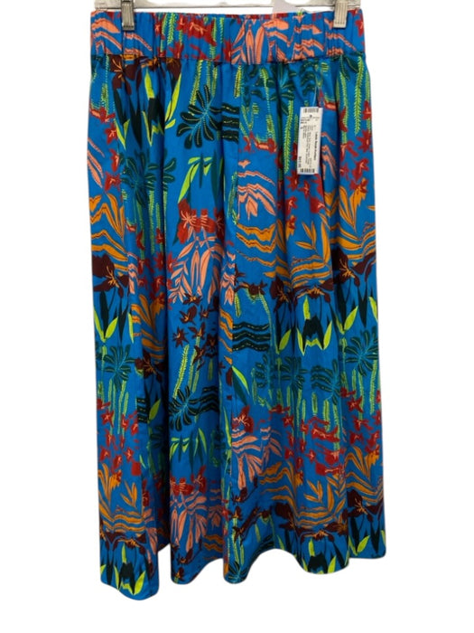 Marie Oliver Size S Blue, Red, Green Cotton Elastic Waist Botanical Print Skirt Blue, Red, Green / S