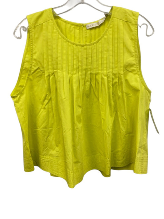 Marie Oliver Size M Neon Yellow Cotton Sleeveless Pintuck Top Neon Yellow / M