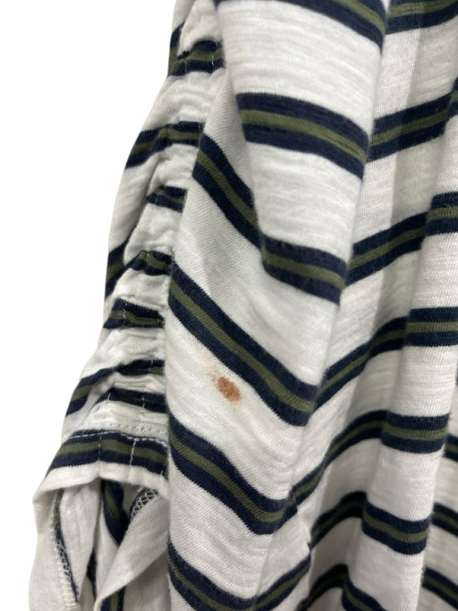 Veronica Beard Size L White, Green & Navy Print Prima Cotton Striped Ruched Top White, Green & Navy Print / L