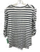 Veronica Beard Size L White, Green & Navy Print Prima Cotton Striped Ruched Top White, Green & Navy Print / L