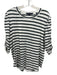 Veronica Beard Size L White, Green & Navy Print Prima Cotton Striped Ruched Top White, Green & Navy Print / L