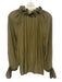 Ramy Brook Size M Olive Green Polyester Long Sleeve Floral Applique V Neck Top Olive Green / M