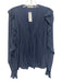 Ramy Brook Size M Navy Blue Polyester Long Sleeve Buttons Pintuck Top Navy Blue / M