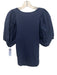 Marie Oliver Size M Blue Pima Cotton & Spandex Short Puff Sleeve Rib Knit Top Blue / M