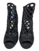 Jimmy Choo Shoe Size 38.5 Black Suede Peep Toe Caged Back Zip Stiletto Pumps Black / 38.5