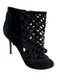 Jimmy Choo Shoe Size 38.5 Black Suede Peep Toe Caged Back Zip Stiletto Pumps Black / 38.5