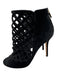 Jimmy Choo Shoe Size 38.5 Black Suede Peep Toe Caged Back Zip Stiletto Pumps Black / 38.5