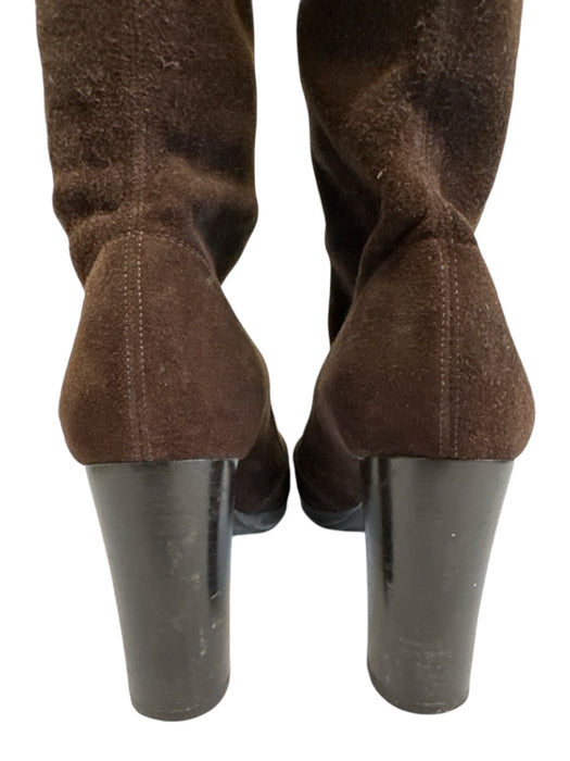 Sergio Rossi Shoe Size 37 Dark Brown Suede Round Almond Toe Knee High Boots Dark Brown / 37
