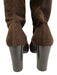 Sergio Rossi Shoe Size 37 Dark Brown Suede Round Almond Toe Knee High Boots Dark Brown / 37