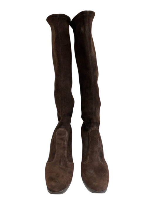Sergio Rossi Shoe Size 37 Dark Brown Suede Round Almond Toe Knee High Boots Dark Brown / 37