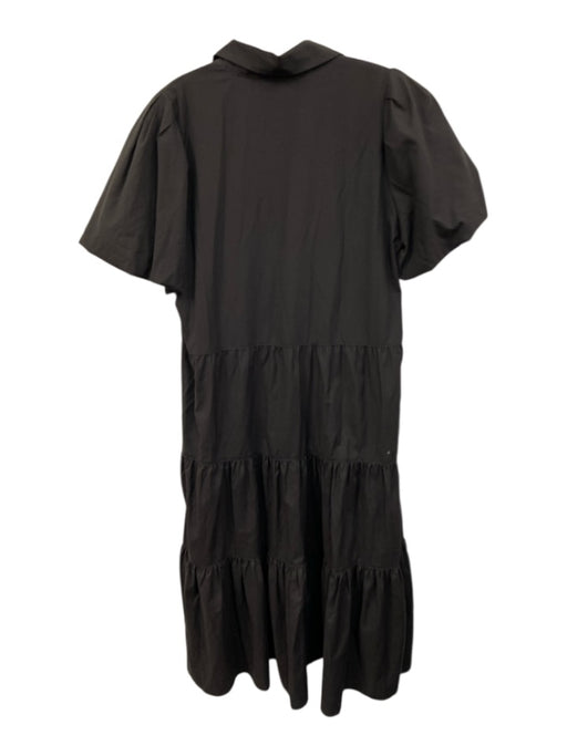 Brochu Walker Size Large Black Polyester Blend Short Bubble Sleeve Tiered Dress Black / Large