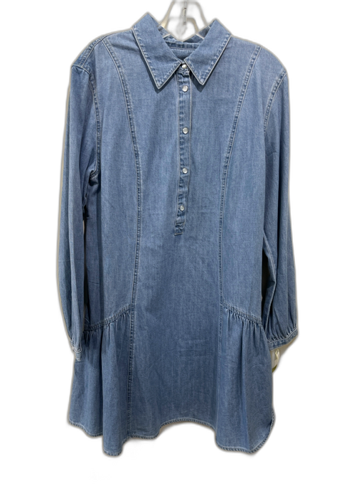 Veronica Beard Size 10 Blue Wash Cotton Snap Button Collared Long Sleeve Dress Blue Wash / 10
