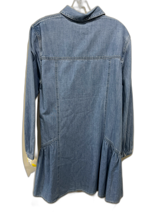 Veronica Beard Size 10 Blue Wash Cotton Snap Button Collared Long Sleeve Dress Blue Wash / 10