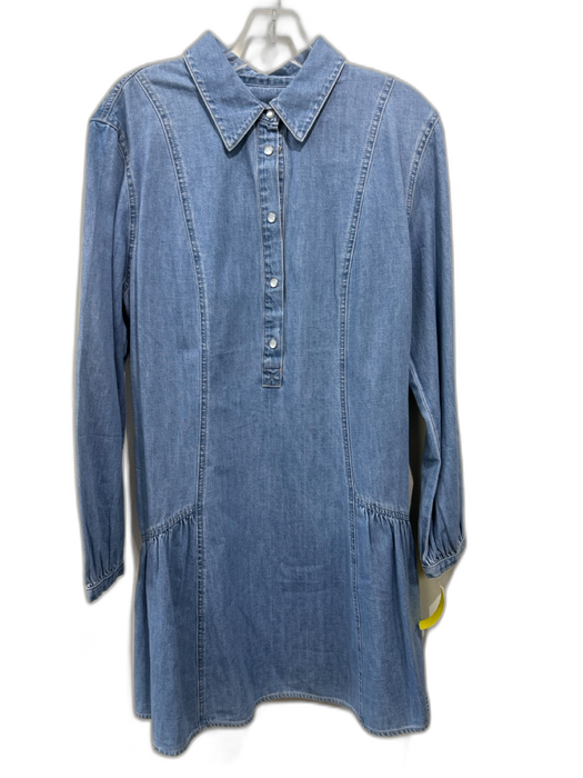 Veronica Beard Size 10 Blue Wash Cotton Snap Button Collared Long Sleeve Dress Blue Wash / 10