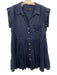 Veronica Beard Jeans Size Large Navy Blue Cotton Short Sleeve Button Front Dress Navy Blue / Large