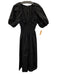 Olivaceous Size Small Black Cotton Short Puff Sleeve Elastic Waist V Neck Dress Black / Small