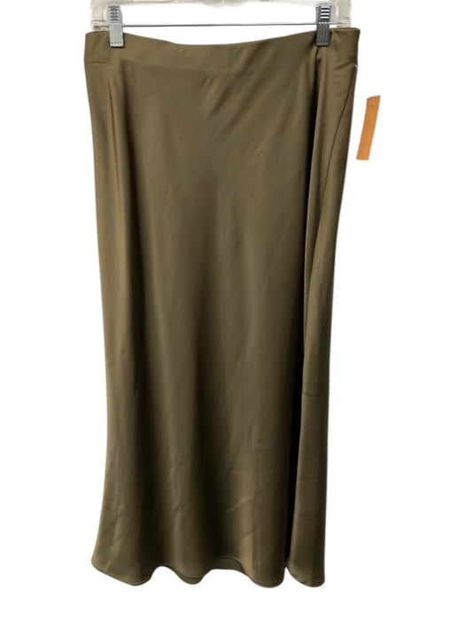 Zara Size Medium Green Elastic Waist Satin Maxi Skirt Green / Medium