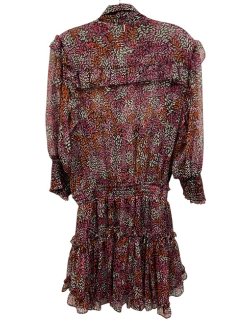 Misa Size Large Pink, Orange, White Polyester Half Sleeve Abstract Print Dress Pink, Orange, White / Large
