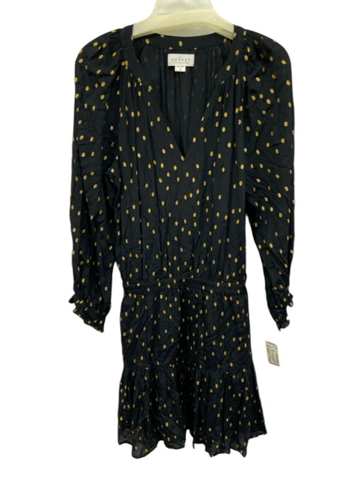 Velvet by Graham & Spencer Size Medium Black & Gold Viscose Long Sleeve Dress Black & Gold / Medium
