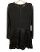 Alice + Olivia Size 12 Black Polyurethane Faux Leather Mesh Pleated Dress Black / 12