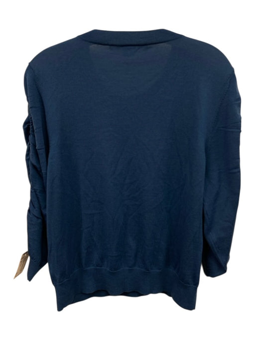 Veronica Beard Size XL Blue Wool Long Sleeve Ruched Sweater Blue / XL
