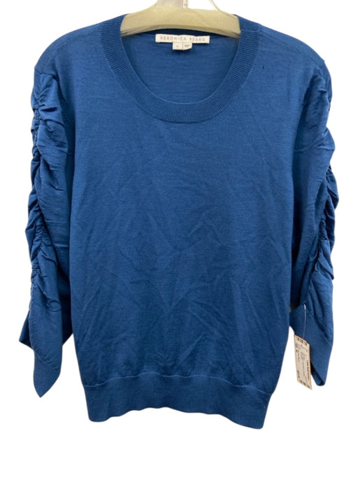 Veronica Beard Size XL Blue Wool Long Sleeve Ruched Sweater Blue / XL